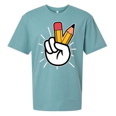 Funny Peace Hand With Pencil Fingers Sueded Cloud Jersey T-Shirt