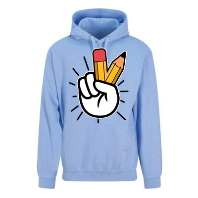 Funny Peace Hand With Pencil Fingers Unisex Surf Hoodie