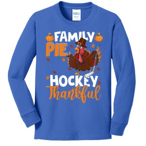 Family Pie Hockey Thanksgiving Funny Turkey Team Cool Gift Kids Long Sleeve Shirt