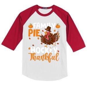 Family Pie Hockey Thanksgiving Funny Turkey Team Cool Gift Kids Colorblock Raglan Jersey