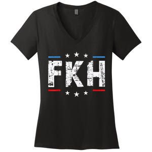 Fkh Political Humor F Kamala Harris Conservative Republican Women's V-Neck T-Shirt