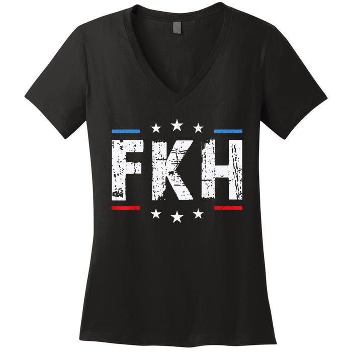 Fkh Political Humor F Kamala Harris Conservative Republican Women's V-Neck T-Shirt