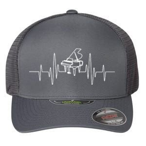 Funny Piano Heartbeat Keyboard For Piano Player Men Women Flexfit Unipanel Trucker Cap