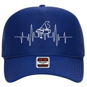 Funny Piano Heartbeat Keyboard For Piano Player Men Women High Crown Mesh Back Trucker Hat