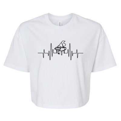 Funny Piano Heartbeat Keyboard For Piano Player Men Women Bella+Canvas Jersey Crop Tee