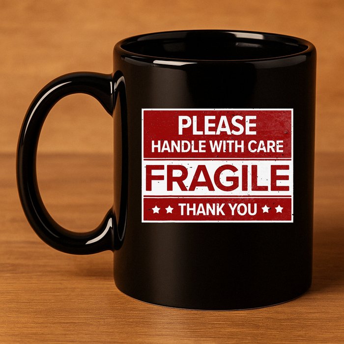 Fragile Please Handle With Care Sensitive Personality 11oz C Handle Ceramic Mug