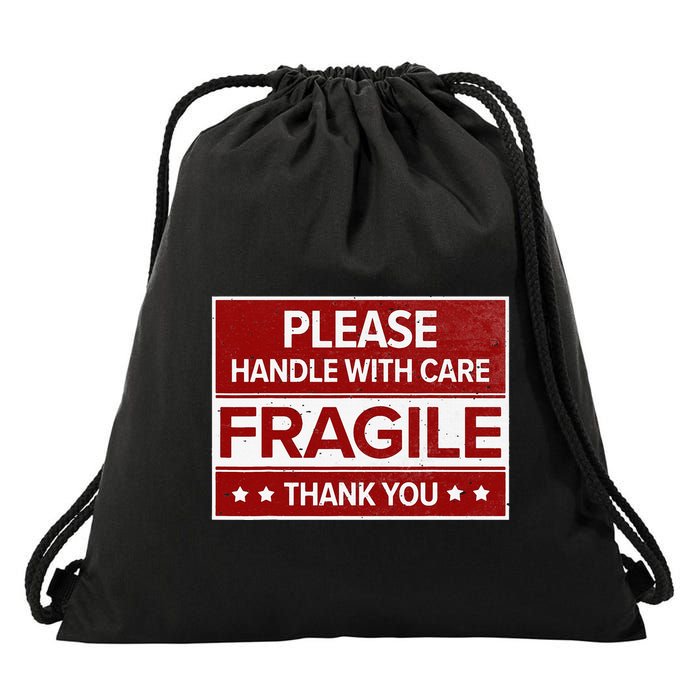 Fragile Please Handle With Care Sensitive Personality Drawstring Bag