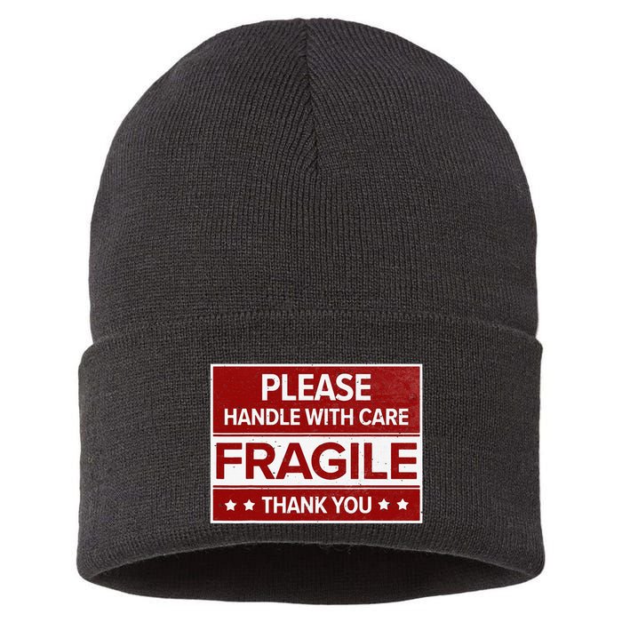 Fragile Please Handle With Care Sensitive Personality Sustainable Knit Beanie