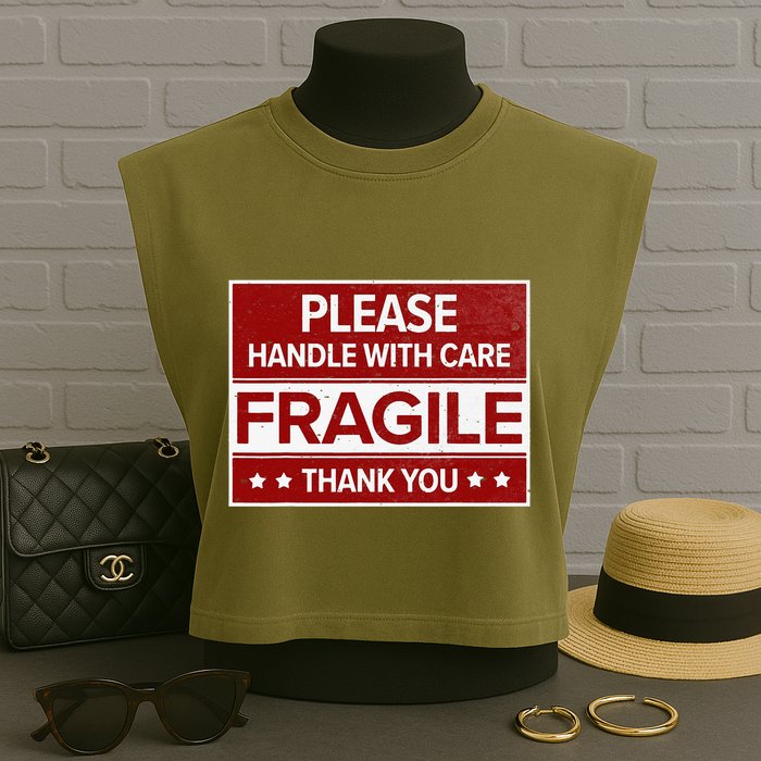 Fragile Please Handle With Care Sensitive Personality Garment-Dyed Women's Muscle Tee