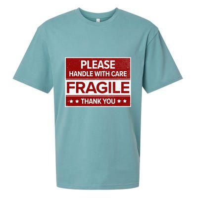 Fragile Please Handle With Care Sensitive Personality Sueded Cloud Jersey T-Shirt