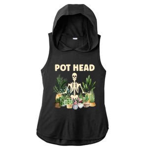 Funny Pot Head Skeleton Succulent Plant Lover Gardening Great Gift Ladies PosiCharge Tri-Blend Wicking Draft Hoodie Tank