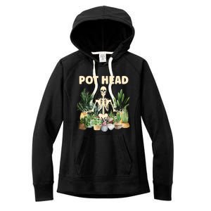 Funny Pot Head Skeleton Succulent Plant Lover Gardening Great Gift Women's Fleece Hoodie