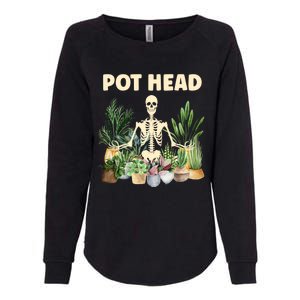 Funny Pot Head Skeleton Succulent Plant Lover Gardening Great Gift Womens California Wash Sweatshirt