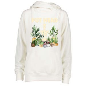 Funny Pot Head Skeleton Succulent Plant Lover Gardening Great Gift Womens Funnel Neck Pullover Hood