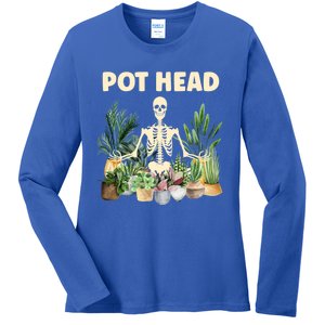 Funny Pot Head Skeleton Succulent Plant Lover Gardening Great Gift Ladies Long Sleeve Shirt