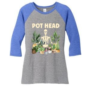 Funny Pot Head Skeleton Succulent Plant Lover Gardening Great Gift Women's Tri-Blend 3/4-Sleeve Raglan Shirt