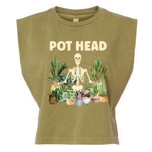 Funny Pot Head Skeleton Succulent Plant Lover Gardening Great Gift Garment-Dyed Women's Muscle Tee