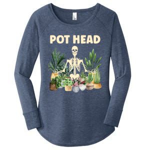 Funny Pot Head Skeleton Succulent Plant Lover Gardening Great Gift Women's Perfect Tri Tunic Long Sleeve Shirt