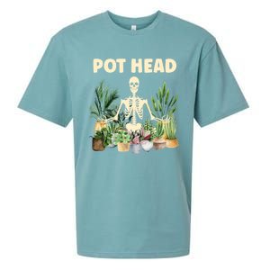 Funny Pot Head Skeleton Succulent Plant Lover Gardening Great Gift Sueded Cloud Jersey T-Shirt