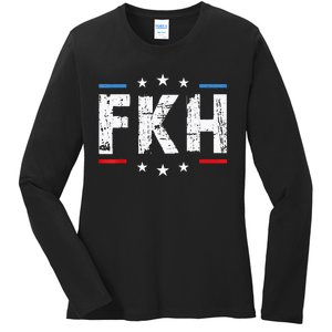 Fkh Political Humor F Kamala Harris Conservative Republican Ladies Long Sleeve Shirt