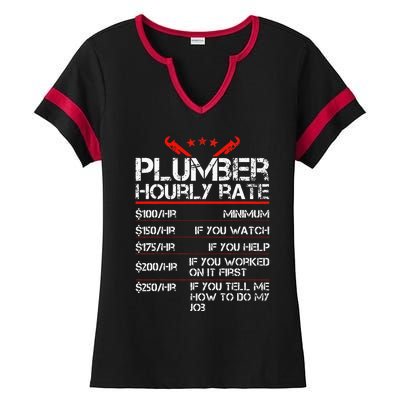 Funny Plumber Hourly Rates Plumber  Ladies Halftime Notch Neck Tee