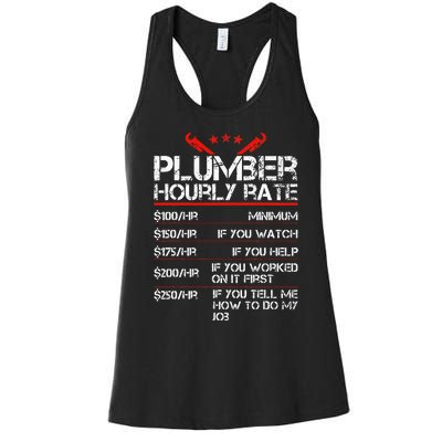 Funny Plumber Hourly Rates Plumber  Women's Racerback Tank