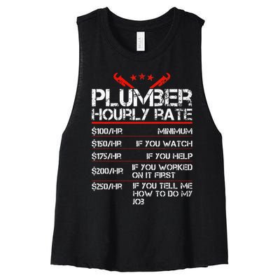 Funny Plumber Hourly Rates Plumber  Women's Racerback Cropped Tank