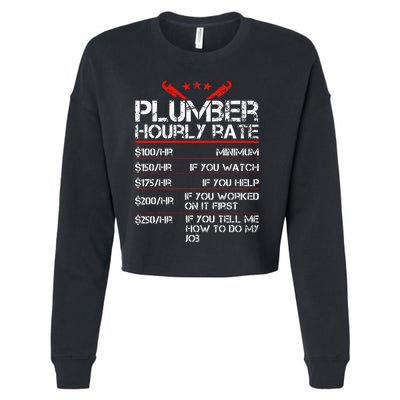 Funny Plumber Hourly Rates Plumber  Cropped Pullover Crew