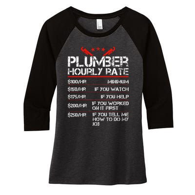 Funny Plumber Hourly Rates Plumber  Women's Tri-Blend 3/4-Sleeve Raglan Shirt