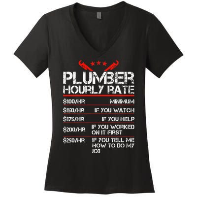 Funny Plumber Hourly Rates Plumber  Women's V-Neck T-Shirt