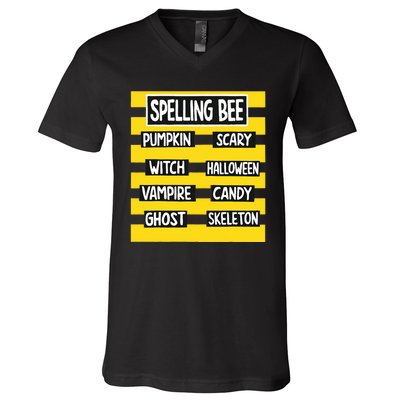 Funny Pun Halloween Costume For Teachers Spelling Bee V-Neck T-Shirt