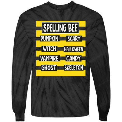 Funny Pun Halloween Costume For Teachers Spelling Bee Tie-Dye Long Sleeve Shirt