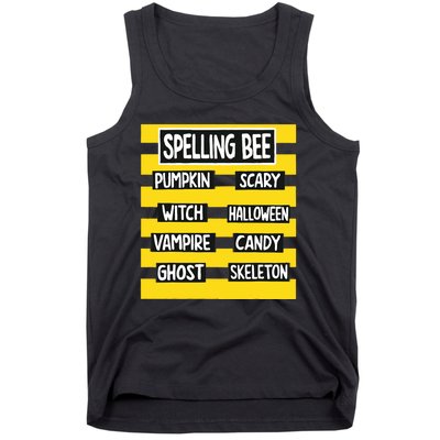 Funny Pun Halloween Costume For Teachers Spelling Bee Tank Top