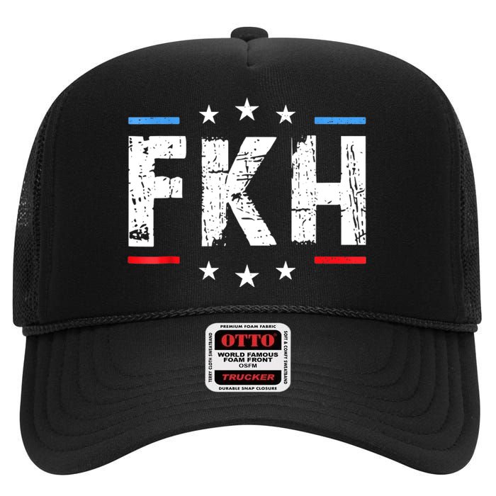 Fkh Political Humor F Kamala Harris Conservative Republican High Crown Mesh Back Trucker Hat