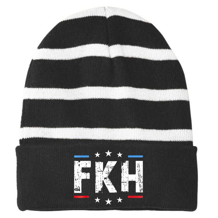 Fkh Political Humor F Kamala Harris Conservative Republican Striped Beanie with Solid Band