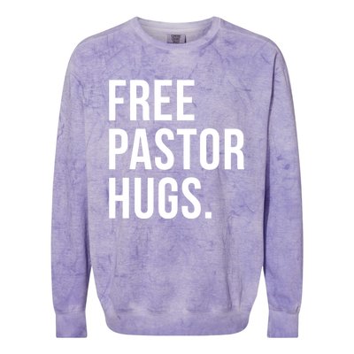 Free Pastor Hugs Funny Bible Church Humor Christian Greeter Colorblast Crewneck Sweatshirt