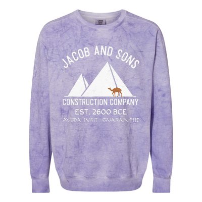 Funny Passover Hebrew Construction Egypt Pyramids Builders Colorblast Crewneck Sweatshirt