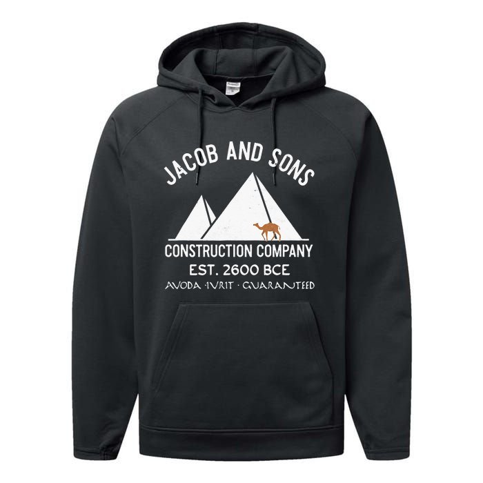 Funny Passover Hebrew Construction Egypt Pyramids Builders Performance Fleece Hoodie