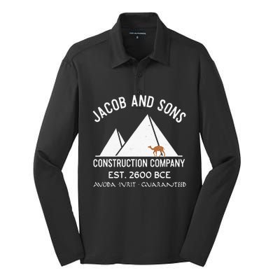 Funny Passover Hebrew Construction Egypt Pyramids Builders Silk Touch Performance Long Sleeve Polo