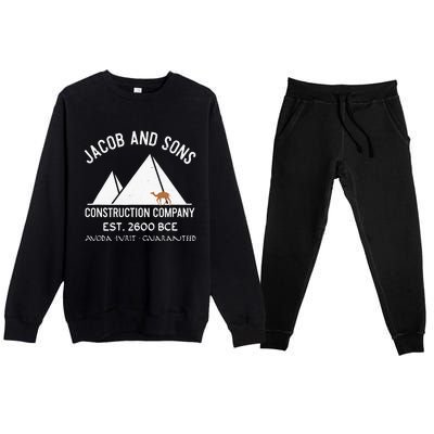 Funny Passover Hebrew Construction Egypt Pyramids Builders Premium Crewneck Sweatsuit Set