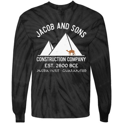 Funny Passover Hebrew Construction Egypt Pyramids Builders Tie-Dye Long Sleeve Shirt