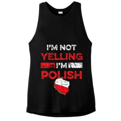 Funny Polish Heritage Meme IM Not Yelling IM Polish Pride Ladies PosiCharge Tri-Blend Wicking Tank