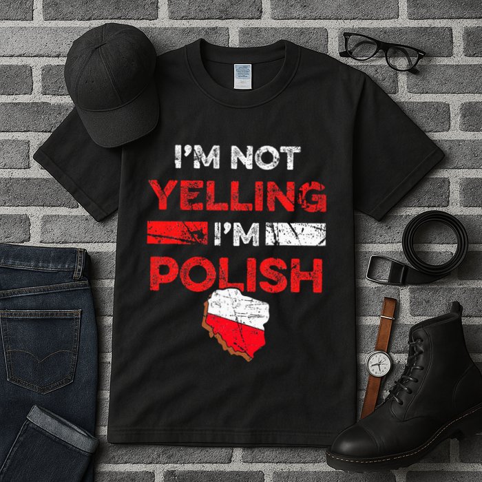 Funny Polish Heritage Meme IM Not Yelling IM Polish Pride Tall T-Shirt