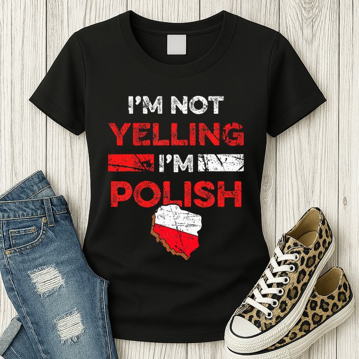 Funny Polish Heritage Meme IM Not Yelling IM Polish Pride Womens T-Shirt