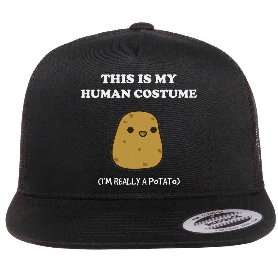 Funny Potato Humour This Is My Human Costume Halloween Potato Flat Bill Trucker Hat