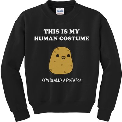 Funny Potato Humour This Is My Human Costume Halloween Potato Kids Sweatshirt