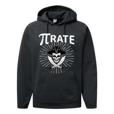 Funny Pi-Rate Happy Pi Day Math Pirate Pun Performance Fleece Hoodie