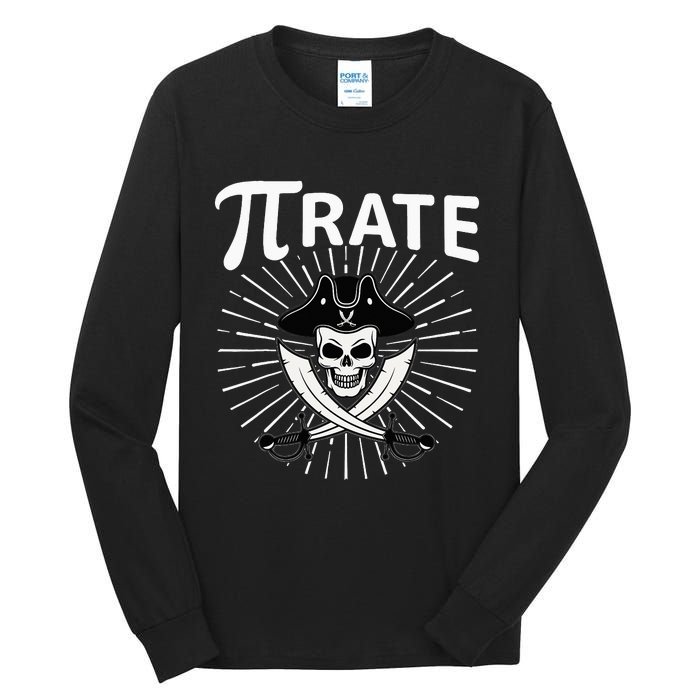 Funny Pi-Rate Happy Pi Day Math Pirate Pun Tall Long Sleeve T-Shirt