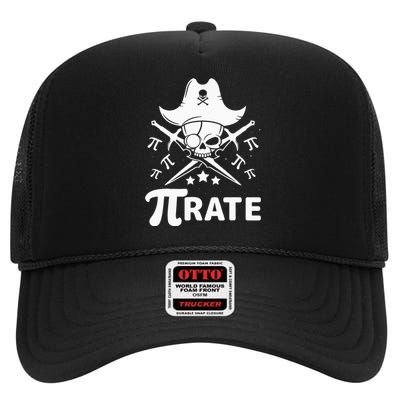 Funny Pi-Rate Happy Pi Day Math Pirate Pun High Crown Mesh Back Trucker Hat