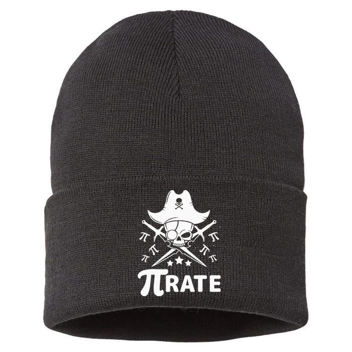 Funny Pi-Rate Happy Pi Day Math Pirate Pun Sustainable Knit Beanie